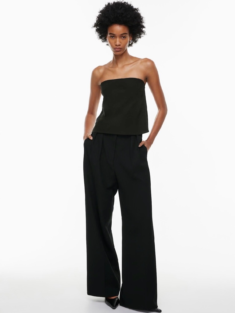 Babaton black strapless crop top in XS